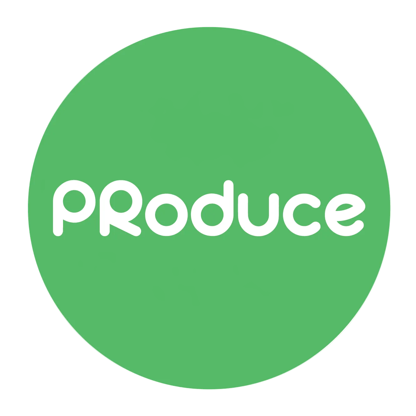 Green circle with 'Produce' text on a white background
