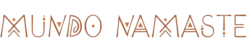 Sticker that reads “MUNDO NAMASTE” in geometric styled font